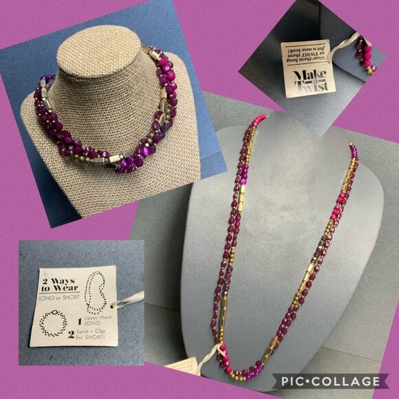 Make-A-Twist Jewelry - Make-A-Twist Necklace 36 In 2 Ways To Wear Adjustable Purple Gold Long NOS Retro